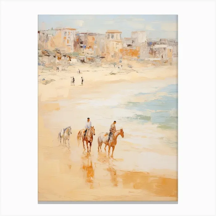 Horse Painting In Bondi Beach Post Impressionism Style 3 Canvas Print by Equine Masterpieces