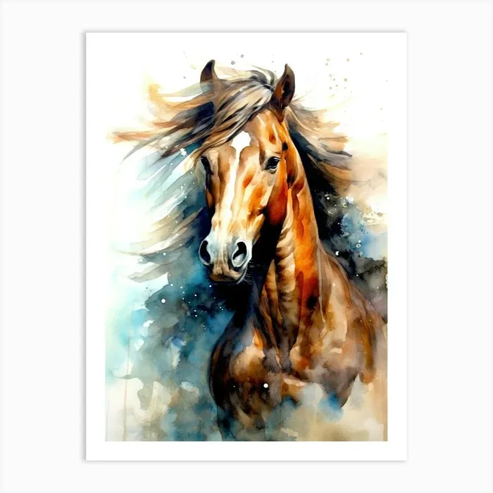 Horse Watercolor Painting 2 animal Art Print by JBJart Justyna Jaszke