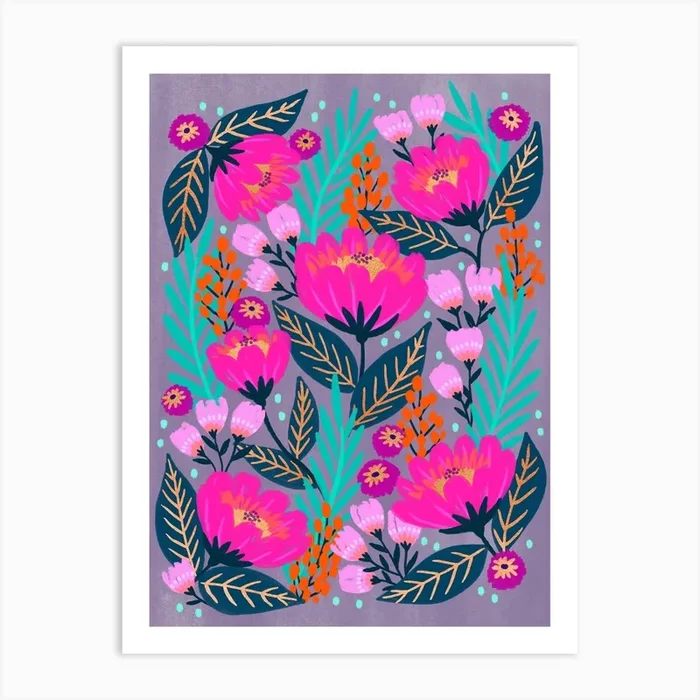 Hot Pink Blooms Art PrintJP by Jess Phoenix