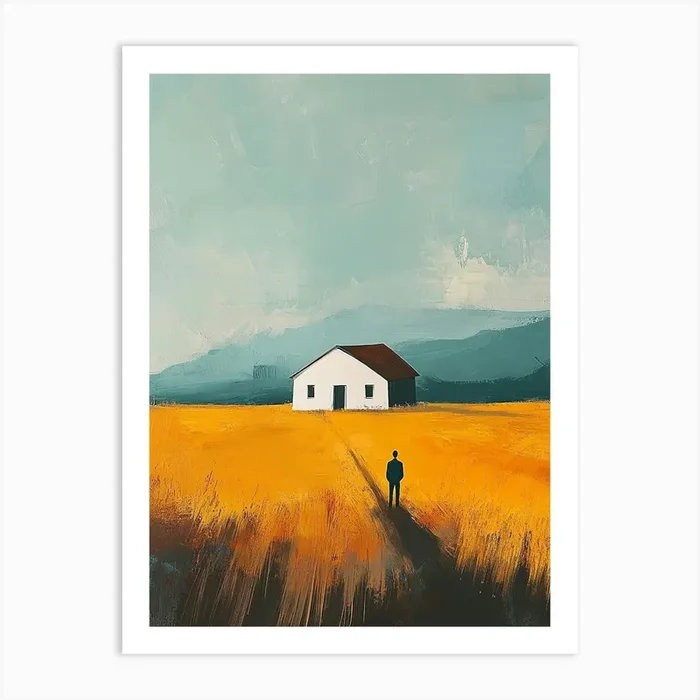 House In The Field Art Print by Silent Canvas