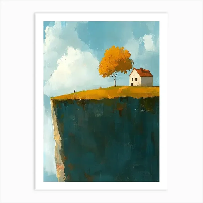 House On The Cliff Art Print by Silent Canvas