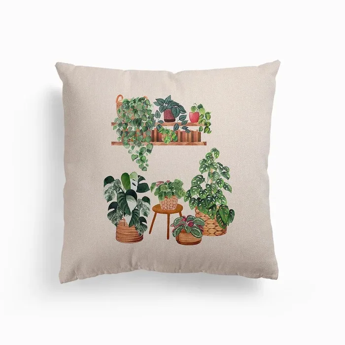 House Plants 9 Canvas Cushion by Gush Art Studio