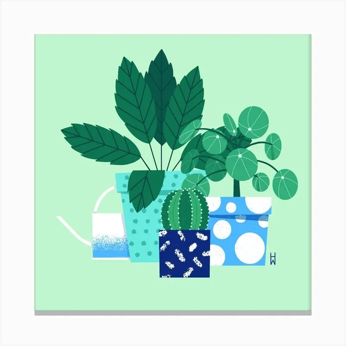 House Plants Square Canvas Print by Hattie Windley Illustration