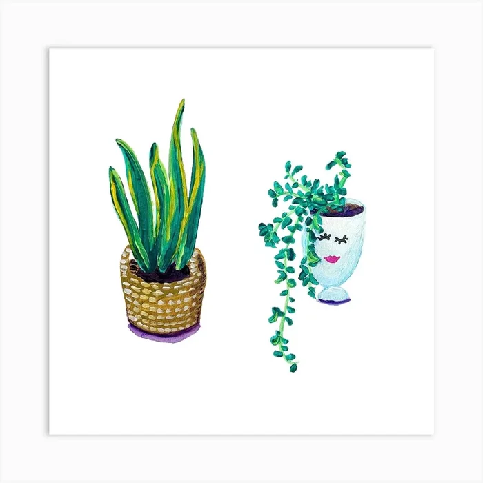 Houseplants Square Art Print by Key and Sea Creative