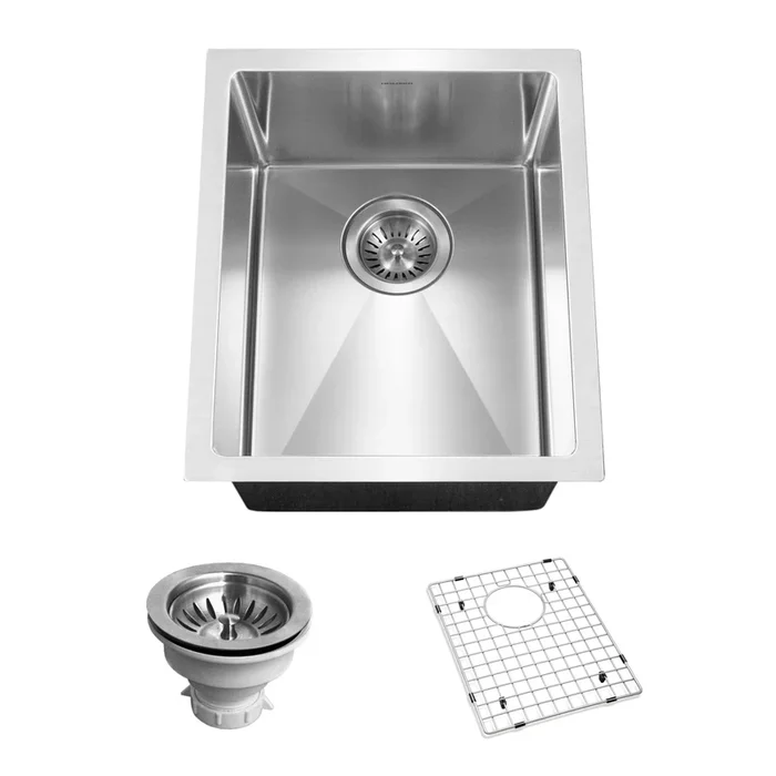 Houzer Savior 12 ” Stainless Steel Undermount Kitchen Bar Sink with Strainer & Grid