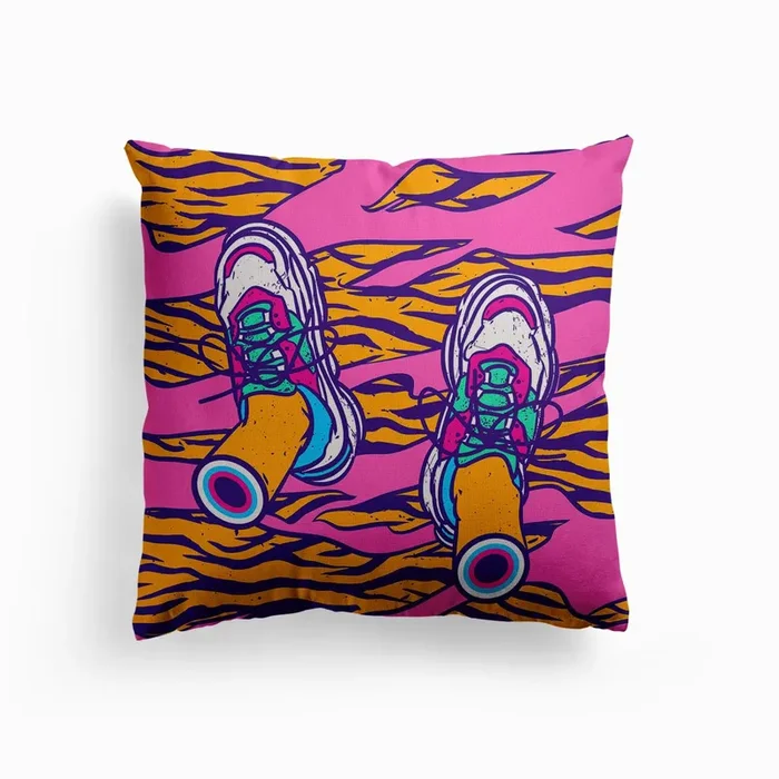 How About Tigers Carpet Canvas Cushion by Evgenia Chuvardina