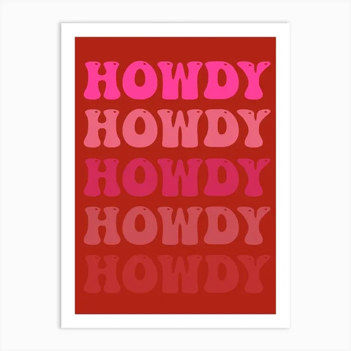 Howdy Retro Art Print by KelsBlaylockDesigns