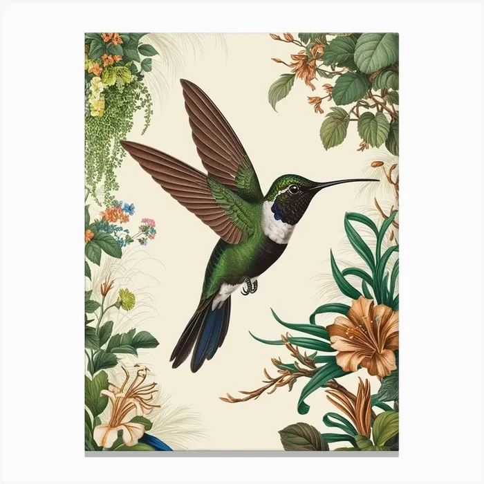 Hummingbird botanical flower beauty 13 Canvas Print by ontoseno