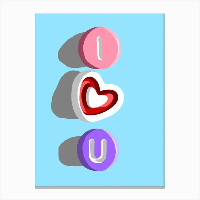 I Heart U 1 Canvas PrintJM by Jaymie Metz