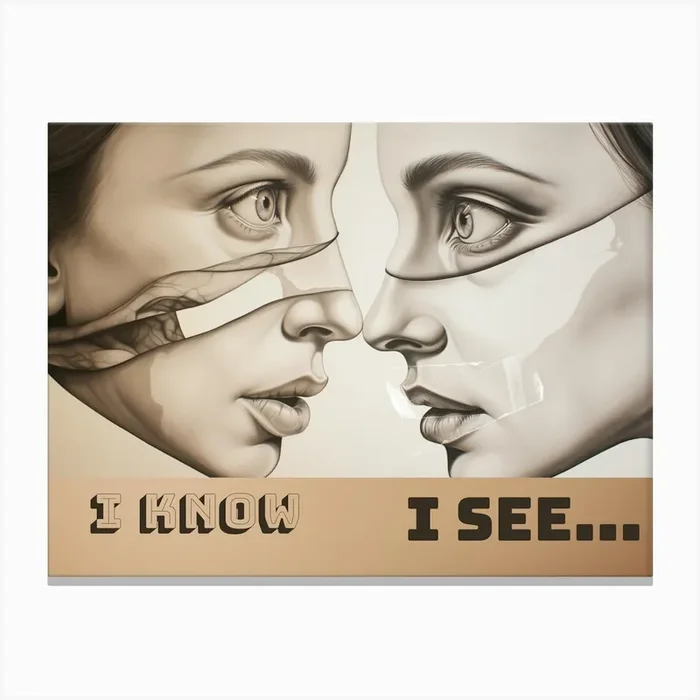 I Know, I See. Twin sisters Canvas Print by Nevbreduliya