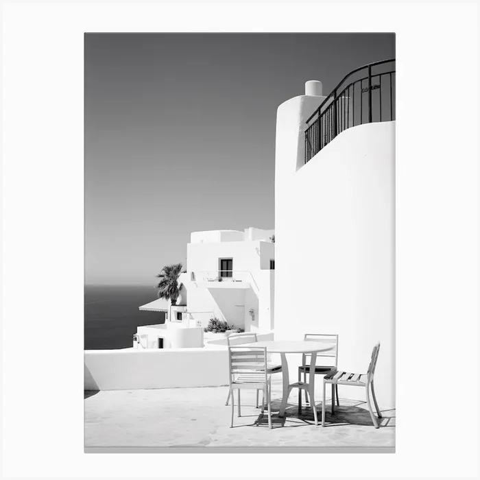 Ibiza, Spain, Mediterranean Black And White Photography Analogue 1 Canvas Print by Monochrome Vistas