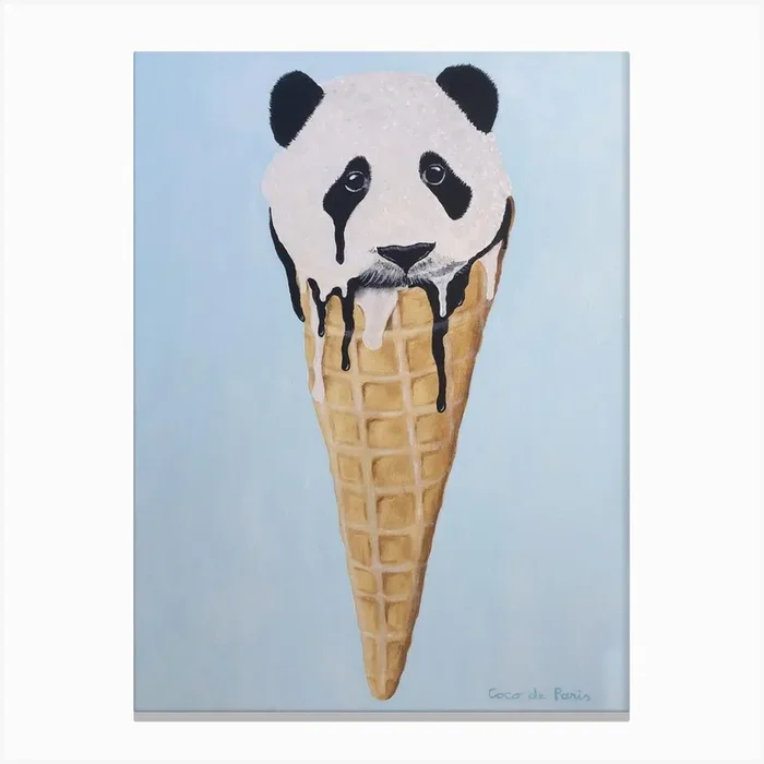 Icecream Panda Canvas Print by Coco Deparis