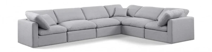 Indulge 140 ” Linen Textured Fabric Upholstered 6pc. Modular Sectional