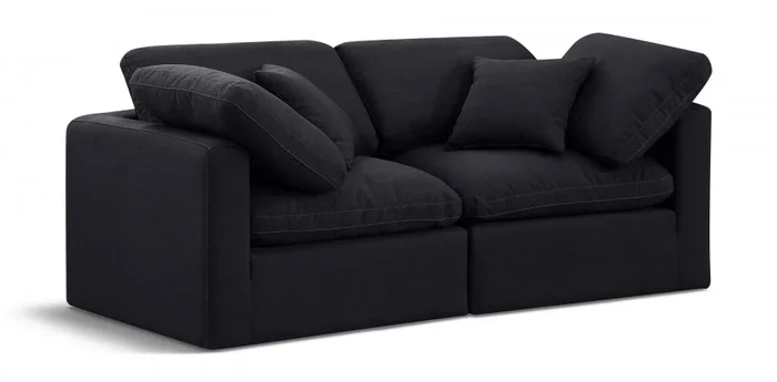 Indulge 70 ” Linen Textured Fabric Upholstered 2pc. Modular Loveseat