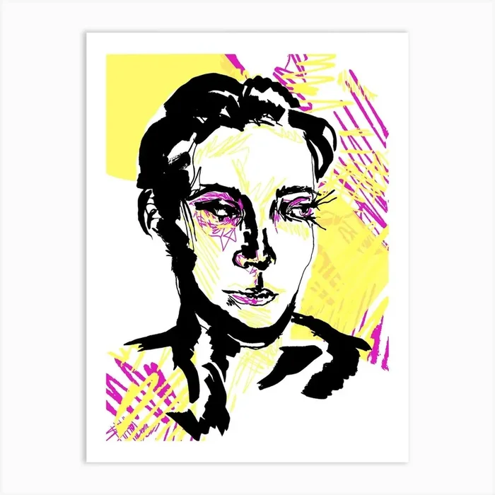 Ink Face 3 Art Print by Helena Megson Designs
