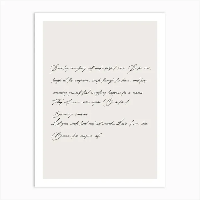 Inspiring Letter Handwritten Art Print by Mambo