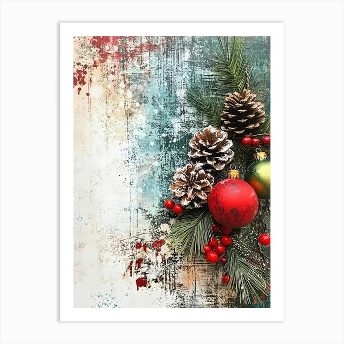 Intage Christmas Mixed Media 9 Art PrintSC by S.K. Coghlan