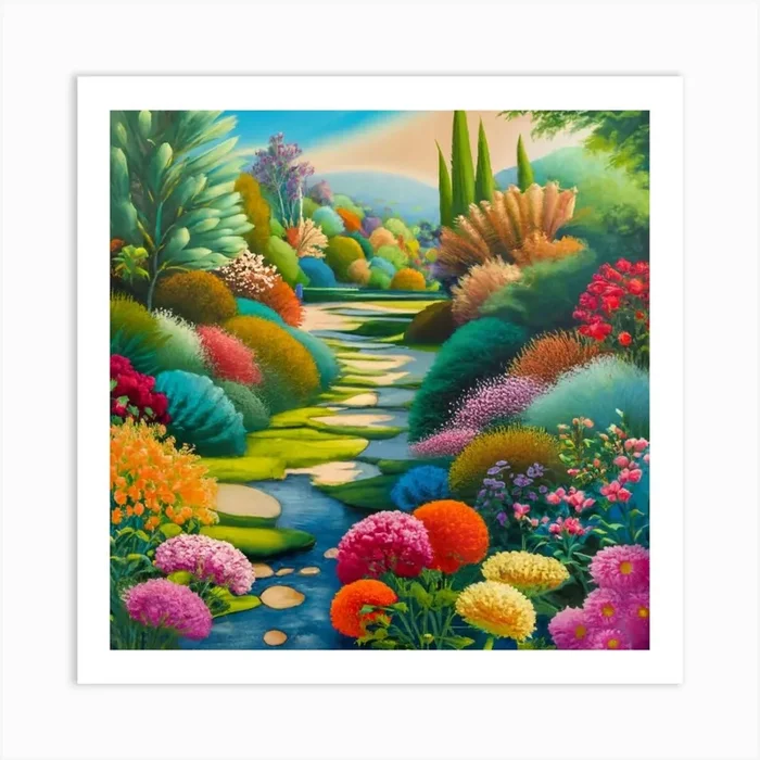into the garden : Garden In Bloom Art Print by God Gallery