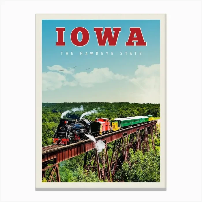 Iowa Travel Poster Canvas Print by Vintaprints
