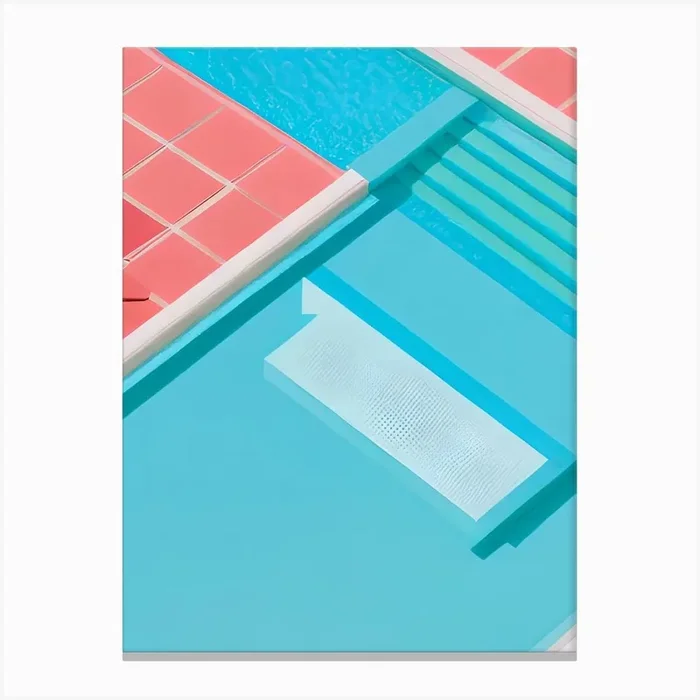 Isometric Pink Swimming Pool Canvas Print by Danny Barber