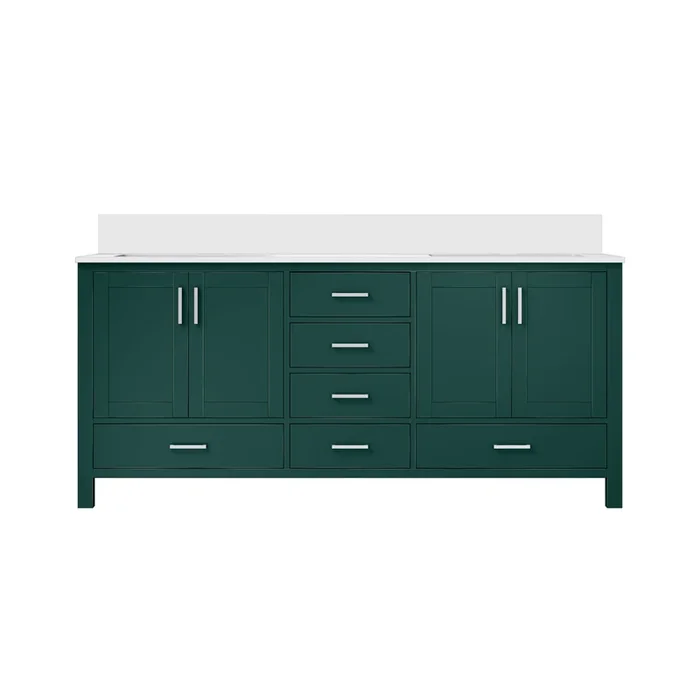 Jacques 72 in. W x 22 in. D Green Bath Vanity and Cultured Marble Top