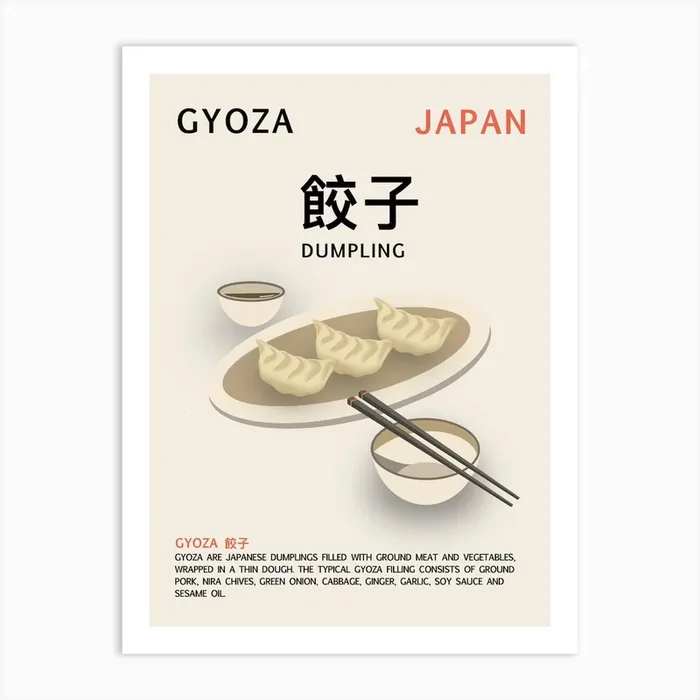 Japanese Gyoza Dumpling Print Art Print by ChengLam Gallery