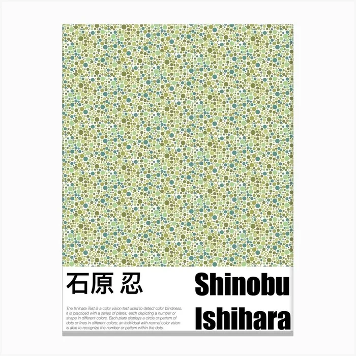 Japanese Ishihara Colorblindness Pattern Art Green Dots Canvas PrintGO by Grumpy Owl