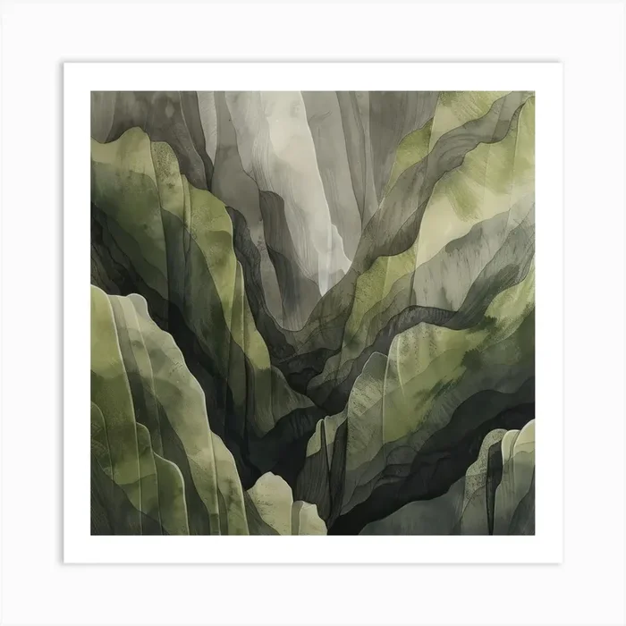 Japanese Watercolour Of Mount Daisen 2 Art Print by Hue Horizons Art Prints