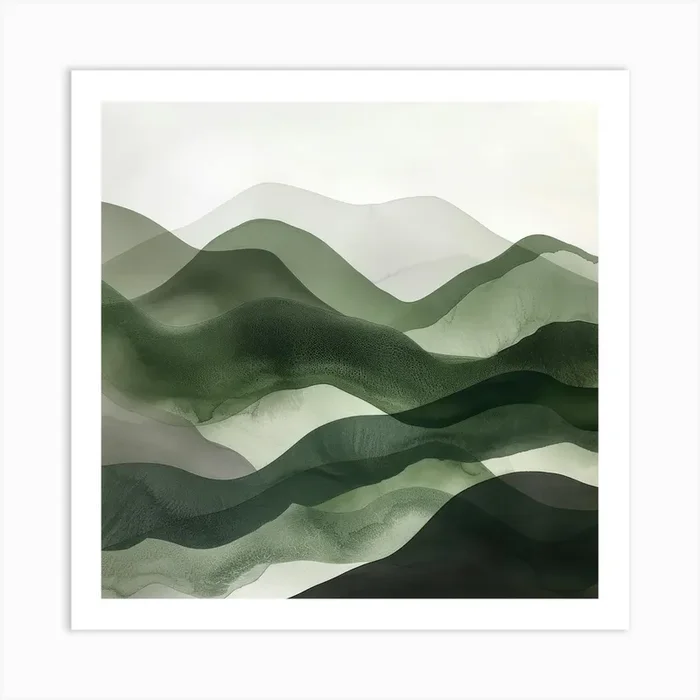 Japanese Watercolour Of Mount Daisen 5 Art Print by Hue Horizons Art Prints