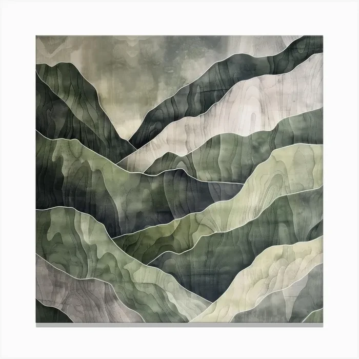 Japanese Watercolour Of Mount Haku 2 Canvas Print by Hue Horizons Art Prints