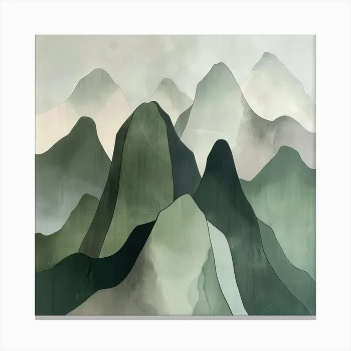 Japanese Watercolour Of Mount Hakuba 1 Canvas Print by Hue Horizons Art Prints