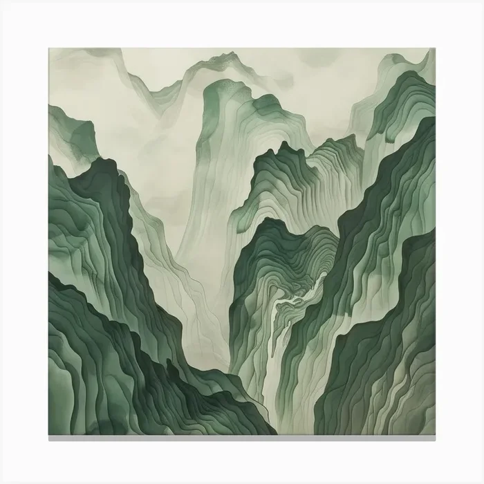 Japanese Watercolour Of Mount Hakusan 3 Canvas Print by Hue Horizons Art Prints