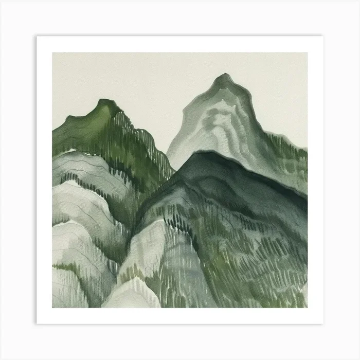 Japanese Watercolour Of Mount Mizugaki 1 Art Print by Hue Horizons Art Prints