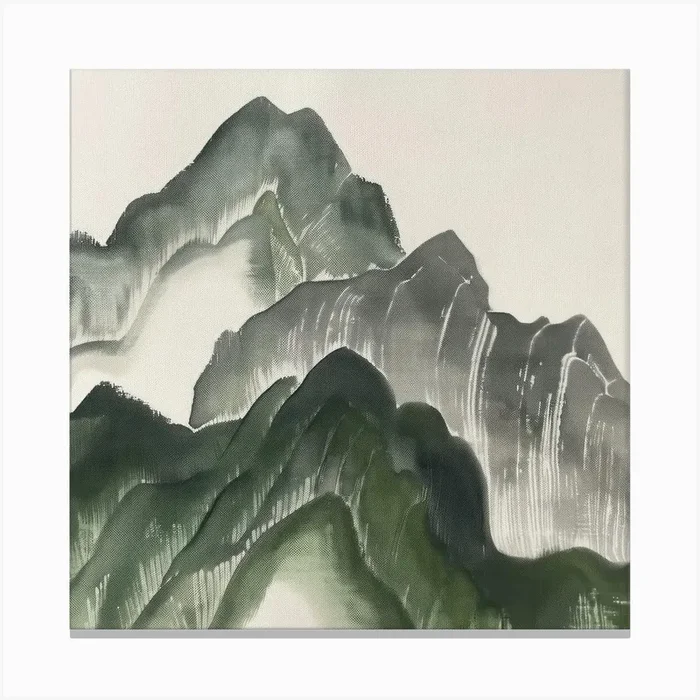 Japanese Watercolour Of Mount Oyama 5 Canvas Print by Hue Horizons Art Prints
