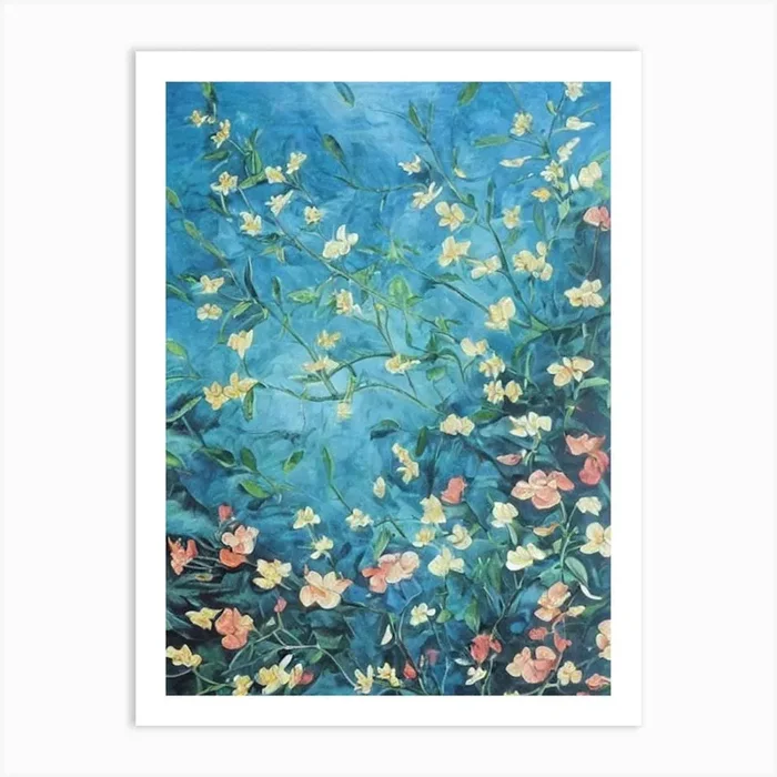 Jasmine Floral Print Bright Painting Flower Art PrintPP by Petal Palette