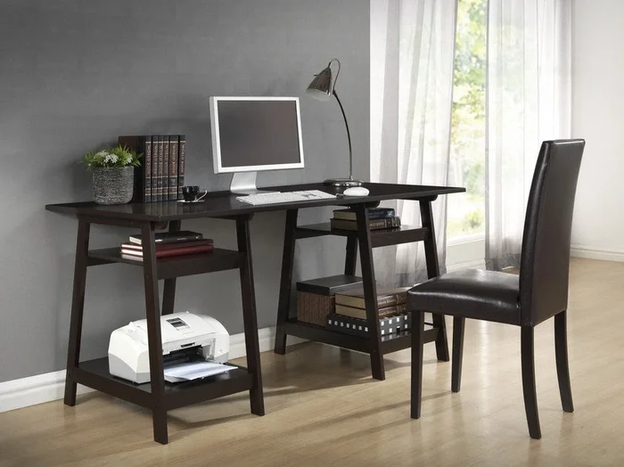Jason Dark Brown Sawhorse Legs Office Desk