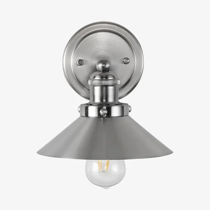 July 1-Light Shade Sconce Wall Sconce Lamp – Nickel – Metal by JONATHAN Y
