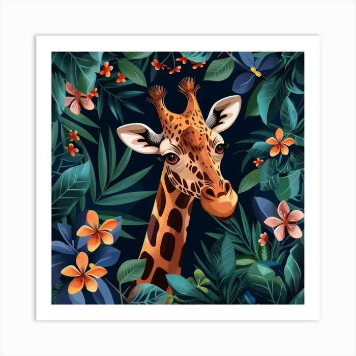 Jungle Giraffe (12) Art Print by Fomo Creative