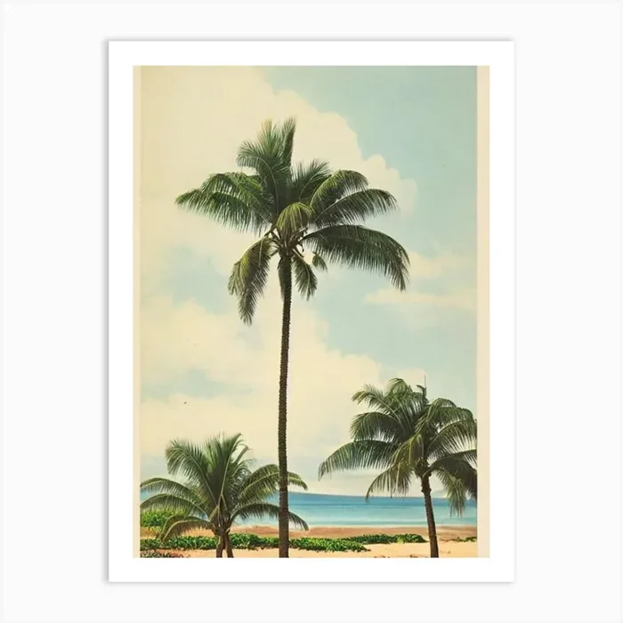 Ka’Anapali Beach Maui Hawaii Vintage Art Print by Seaside Nostalgia