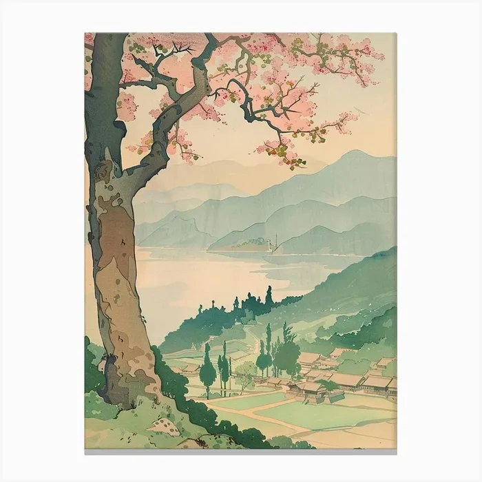 Kagoshima Japan 1 Retro Illustration Canvas Print by Japan Journey