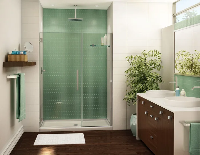 Kara Left Handed Oval Hinge In-line Shower Door with Twist Handle & Flat Towel Bar