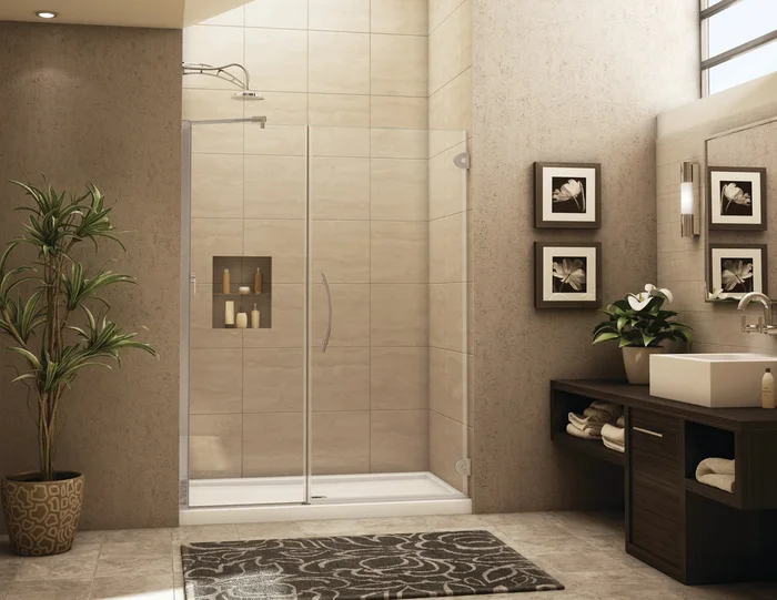 Kara Right Handed Oval Hinge In-line Shower Door with Straight Handle