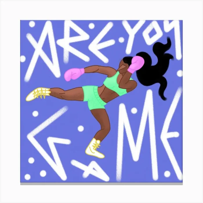 Kickboxing Girl Square Canvas Print by Alexandra Ramirez