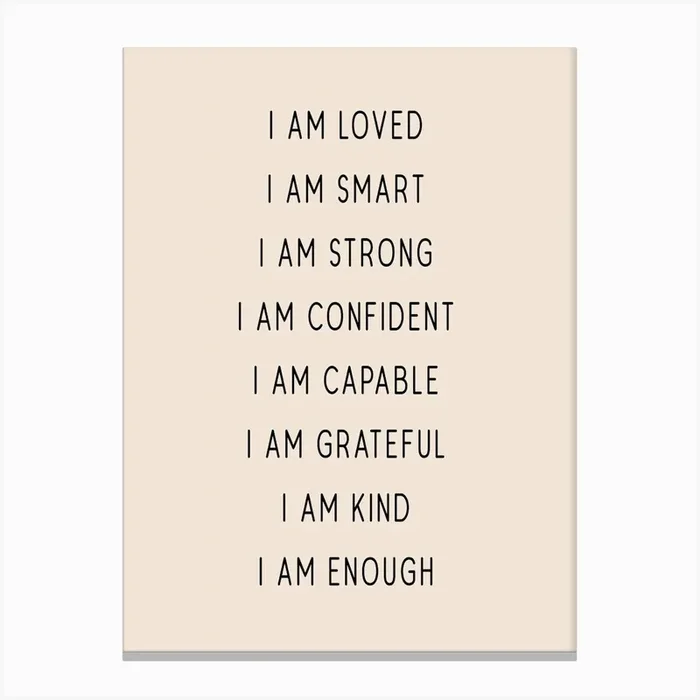 Kid Affirmations Tan Canvas PrintK by KIKIANDNIM