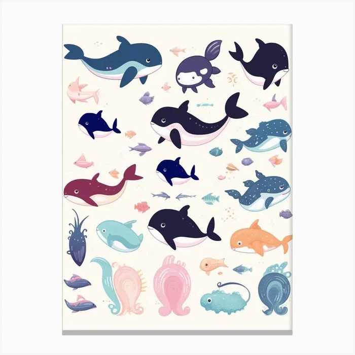 Kids Orca Whale Cartoon 3 Canvas Print by Energy of the Sea