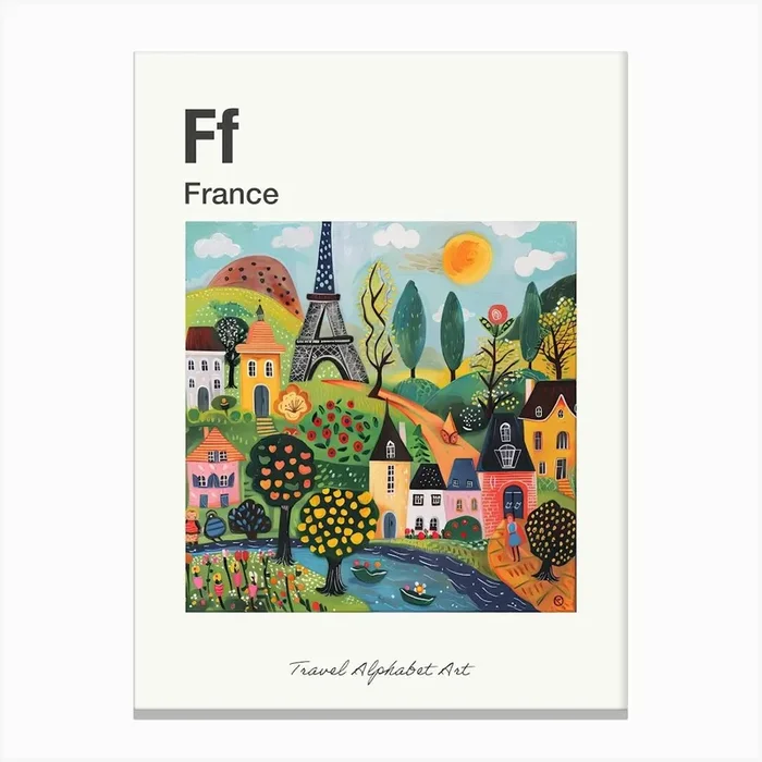 Kids Travel Alphabet France 2 Canvas Print by Scribble Studio
