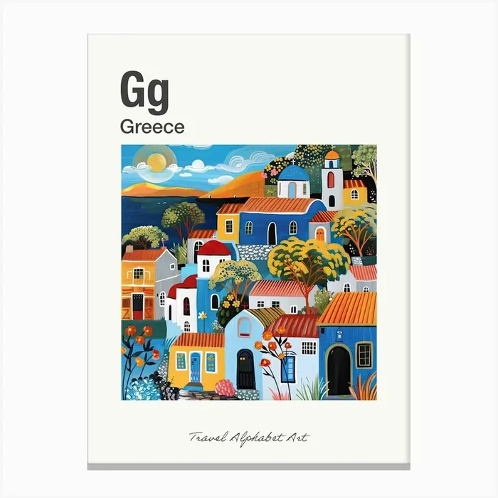 Kids Travel Alphabet Greece 1 Canvas Print by Scribble Studio