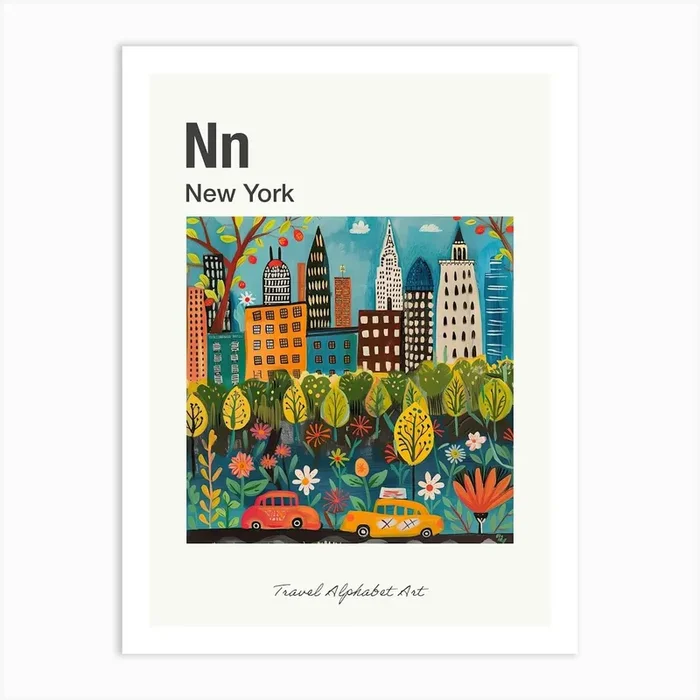 Kids Travel Alphabet New York 3 Art Print by Scribble Studio