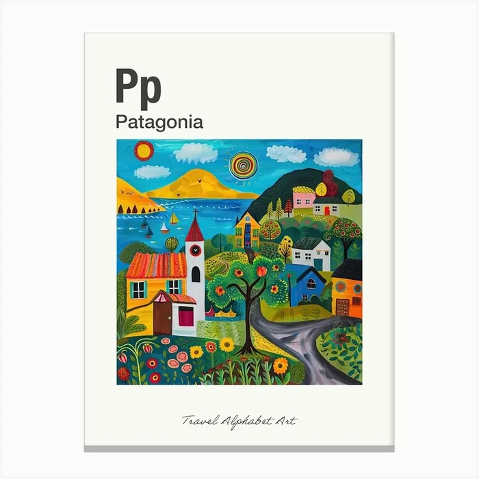 Kids Travel Alphabet Patagonia 1 Canvas Print by Scribble Studio