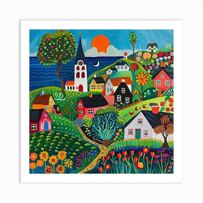 Kids Travel Illustration Denmark 4 Art Print by Scribble Studio